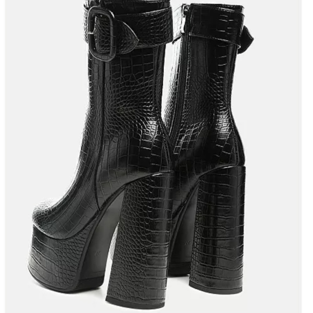 London Rag Croc-Embossed Platform Boots - Picture 3 of 3